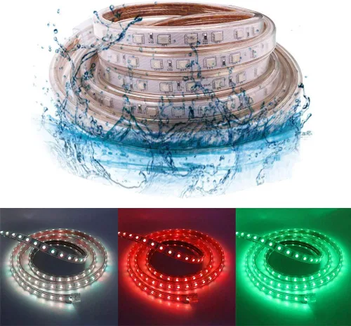 Vista 6 de Tira de luces LED RGB de alto voltaje, CA 110 V-120 V, 60 unidades SMD 5050 LED, control remoto, multicolor cambiante, impermeable, flexible
