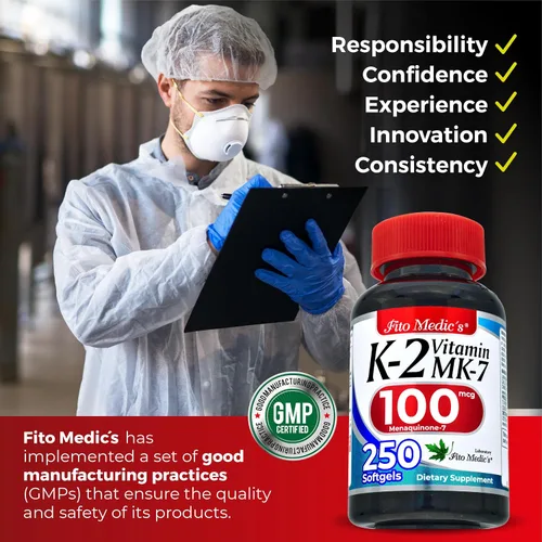 Vista 7 de FITO MEDIC'S Laboratorio Vitamina k2 Suplemento vitamínico k2 Vitamina k 250 cápsulas blandas 100 mcg