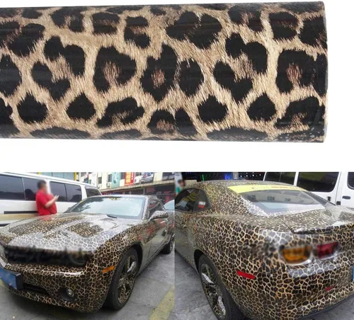 Vista 2 de XhuangTech Adhesivos de vinilo con patrón de leopardo para carrocería de automóvil, lámina de calcomanías para bricolaje, vinilo de transferencia