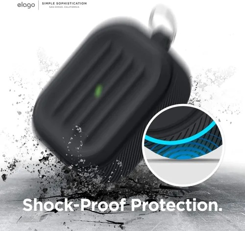 Vista 3 de Elago Armor - Funda para AirPods Pro Protección resistente contra caídas, resistente a los golpes, hecha de silicona duradera (negro)