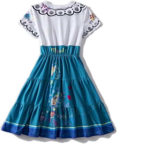 Vista 2 de Ruikajia Encanto Mirabel Vestido Isabela Luisa Disfraz de Madrigals Azul Patchwork 3T