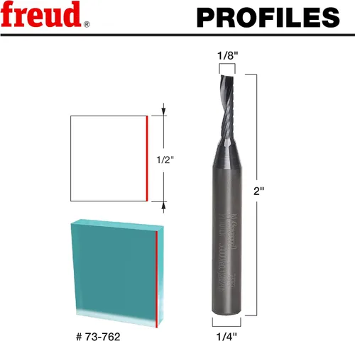 Vista 2 de Freud 73-762: Broca en espiral de 1/8" (diámetro) para plásticos blandos con vástago de 1/4" - carburo sólido
