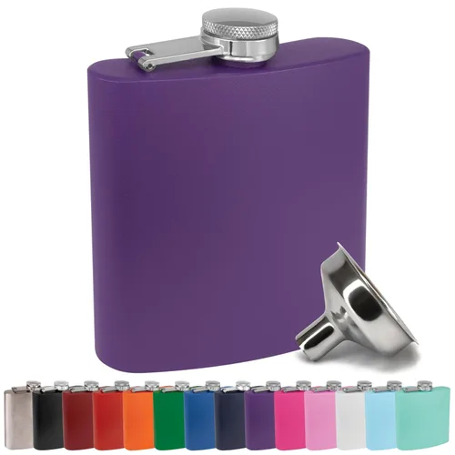 Vista 10 de Petaca de Acero Inoxidable de 6 oz con Embudo de Petaca para Hombres y Mujeres - Juegos de Regalo de Petaca con Recubrimiento en Polvo, Padrinos