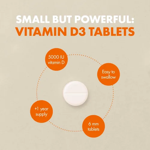 Vista 6 de Incite Nutrition Vitamina D 5000 IU - 400 Tabletas Micro de Vitamina D3 de fácil deglutición de alta potencia - Alto contenido en colecalciferol VIT