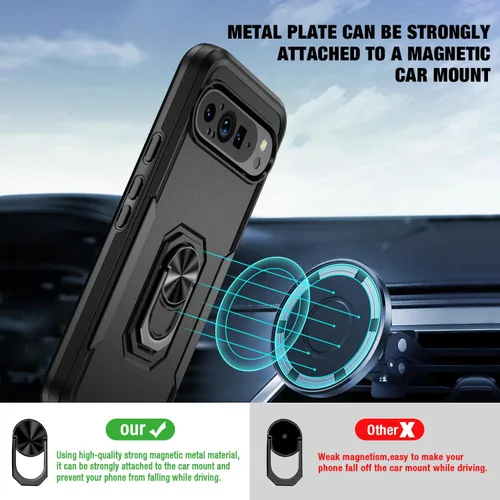 Vista 4 de Funda para Google Pixel 9 Pro XL [protección contra caídas de grado militar de 15 pies] con protector de pantalla y protector de lente, resistente a