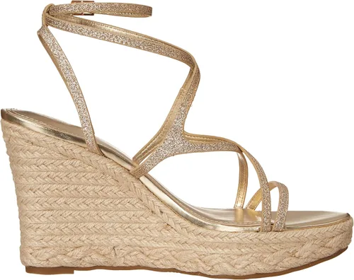 Vista 6 de GUESS Sandalia de cuña Hirani para mujer, Gld-1 Oro