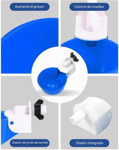 Vista 7 de Vasos para bebederos de pollo (paquete de 8/azul) – Alimentador automático de agua grande para pollos para patos, pollitos, pavos, codorniz