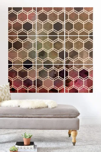 Vista 44 de Society6 Monika Strigel - Mural de pared de madera de sirena de verano de mediados de siglo, 4 x 4 pies, multicolor