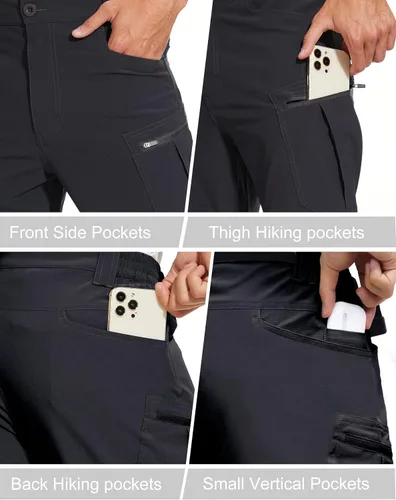 Vista 4 de NATUVENIX Pantalones de senderismo para hombre, pantalones tácticos de viaje para hombre, pantalones de pesca de secado rápido para hombre