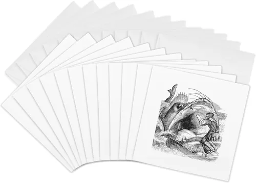 Vista 7 de 3dRose Tarjeta de felicitación - Baleine Un gran diccionario de criatura marina infernal Cut Out - Ilustración clásica - Criatura demoníaca