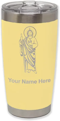 Vista 41 de LaserGram Vaso aislado al vacío de 20 onzas, Saint Jude, grabado personalizado incluido (negro)