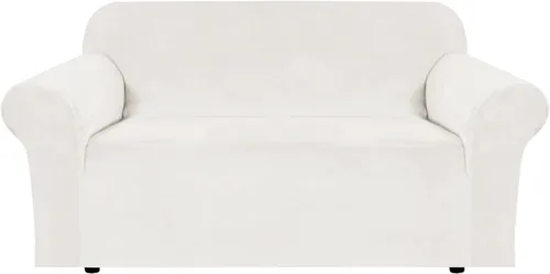 Vista 110 de H.VERSAILTEX Fundas de terciopelo elástico para sofá de dos plazas, fundas para sofá de 2 cojines para sala de estar, fundas deslizables con correas