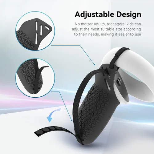 Vista 4 de CNBEYOUNG Funda de agarre para control táctil compatible con Quest 2, funda de mango antitiramiento, accesorios Quest 2 con correa ajustable