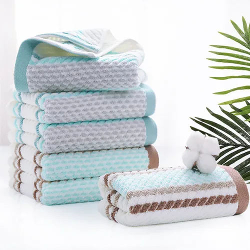 Vista 7 de Pidada Juego de 2 toallas de mano con patrón de rayas, 100% algodón, suave, absorbente, toalla decorativa para baño (marrón)