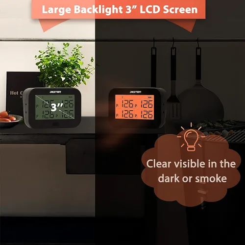 Vista 6 de Termómetro digital Bluetooth para carne con 4 sondas, termómetro de carne de lectura instantánea para parrilla, función de alarma de temperatura