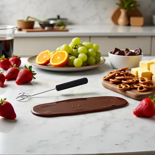 Vista 8 de Juego de herramientas de inmersión de chocolate con caramelo negro, tenedor de inmersión de chocolate, suministros para hornear, fondue de acero