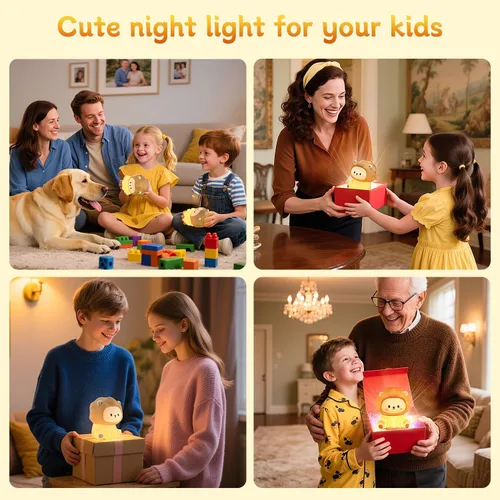 Vista 7 de Linda luz nocturna de león para niños, lámpara recargable de guardería con temporizador, 3 niveles de brillo y luz cálida, luz nocturna de silicona