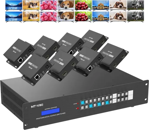Vista 8 de MT-VIKI Extensor de matriz HDMI 4K 4 x 4 4K60Hz 4:4:4 sobre cable CAT6/7/8, extensor de matriz con 4 receptores POC + 4 salidas de bucle, interfaz
