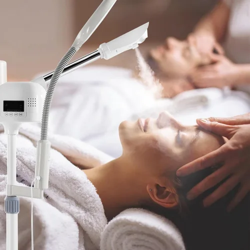 Vista 7 de Vaporizador Facial Profesional 2 en 1 Vaporizador para Cara Lámpara LED de Aumento 5X Vaporizador Facial para Esteticista Equipo Facial de Belleza