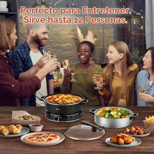 Vista 5 de Rosewill Olla Eléctrica Caliente de 12.7 QT Cocción Lenta con Múltiples Funciones, Diseño Dividido con Olla de Cocción más Ancha de 11.8 pulgadas