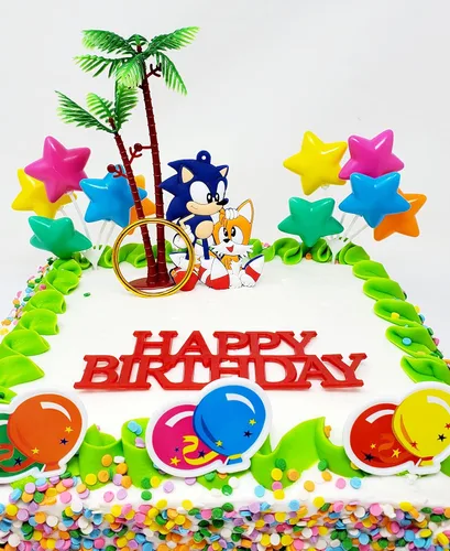 Vista 3 de Decoración para pastel de cumpleaños Sonic (diseño único)