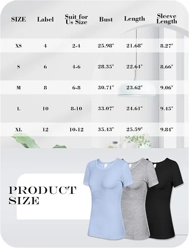 Vista 7 de Locoowai 3 piezas de camisetas de entrenamiento para mujer, camisetas de entrenamiento de manga corta sin costuras, camisetas de entrenamiento