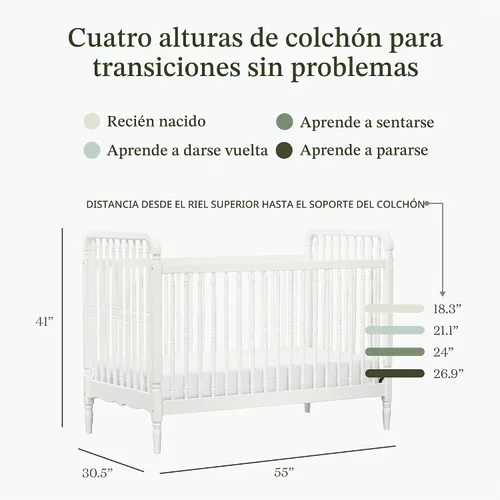 Vista 7 de Namesake Liberty 3-in-1 Convertible Spindle Crib Warm White Blanco cálido
