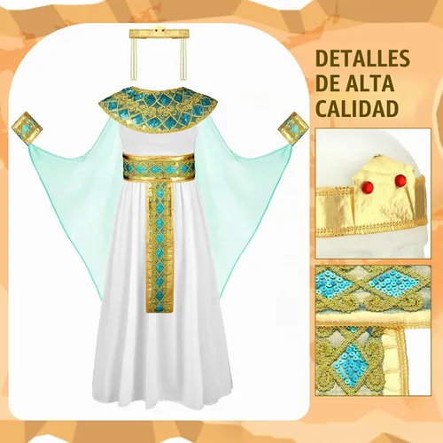 Vista 2 de Liitrsh Conjunto de disfraz egipcio para niños de Halloween Azul
