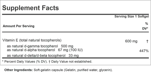 Vista 2 de ANDREW LESSMAN Ultimate Gamma Vitamin E 30 cápsulas blandas - 500 mg de tocoferol gamma, vitamina E protectora. Cuatro formas de alta potencia