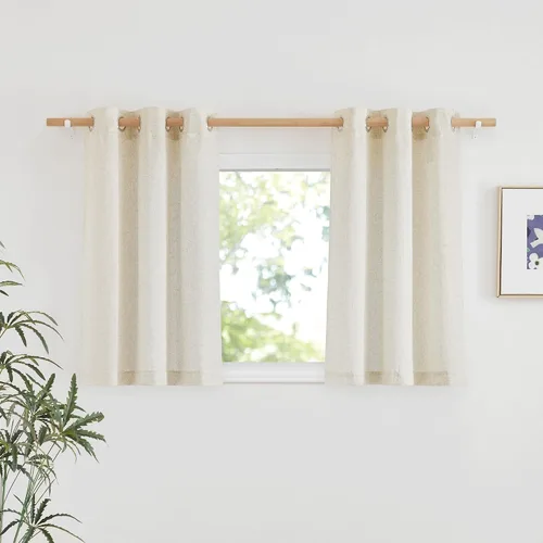 Vista 212 de NICETOWN - Cortinas de lino angora para ventana de cocina sobre el fregadero, con ojales, lino grueso angora, tratamientos cortos para ventanas