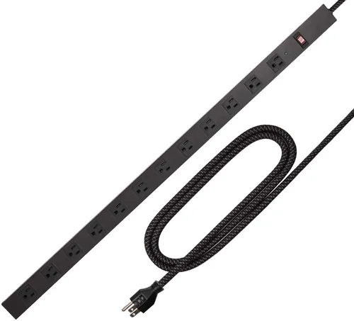 Vista 20 de Tira de alimentación de 10 tomas de 6 pies de largo, cable de extensión resistente para montaje en pared, enchufe de metal para cocina, oficina