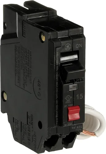 Vista 3 de ABB Q-Line® THQL1115GFTP 15A Interruptor de circuito de falla a tierra • Disyuntor de falla a tierra de 15 amperios unipolar de 120 VCA