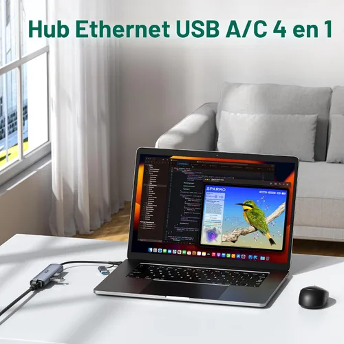 Vista 2 de Acer USB to Ethernet Adapter, USBC Hub Ethernet 1Gbps with 3*USB 3.0