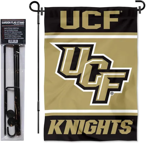 Vista 2 de College Flags & Banners Co. Bandera de jardín de Central Florida Knights con soporte