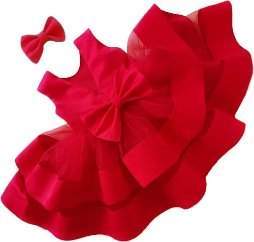 Vista 10 de 3M-6T Vestido de Concurso con Volantes de Encaje sin Espalda para Bebé Niña Vestido Tutú para Niña Pequeña Vestidos de Fiesta de Tul con Flores