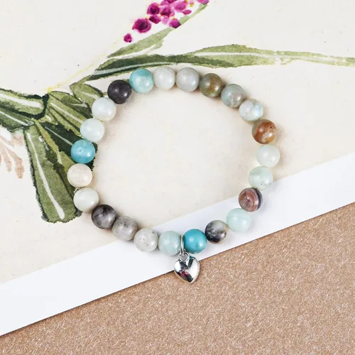 Vista 2 de COLORFUL BLING Pulsera de amatista curativa de piedra natural, pulsera de cuentas inspiradora de cristal antiansiedad, joyería para aliviar