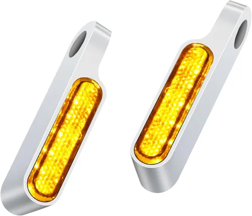 Vista 6 de NTHREEAUTO Señales de giro LED de manillar Mini intermitentes de motocicleta Luz marcadora de barra de manillar Compatible con Harley Dyna Sportster