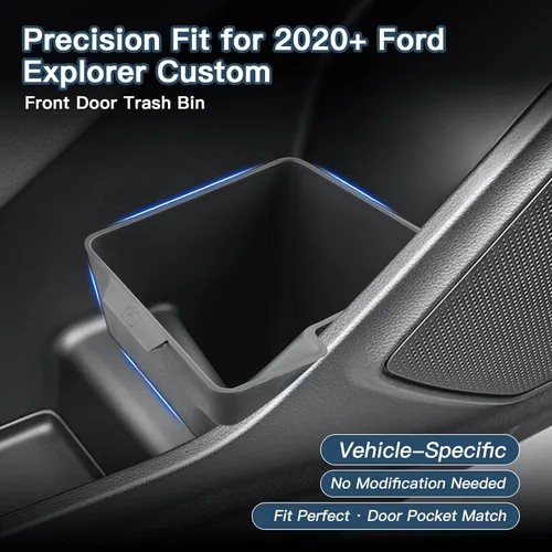 Vista 3 de Ruiya Bote de basura para puerta compatible con Ford Explorer 2020-2026, todos los bordes, bolsillo para puerta lateral del conductor y pasajero