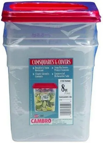 Vista 3 de Cambro Juego de 3 recipientes cuadrados de almacenamiento de alimentos con tapas, 2 cuartos de galón