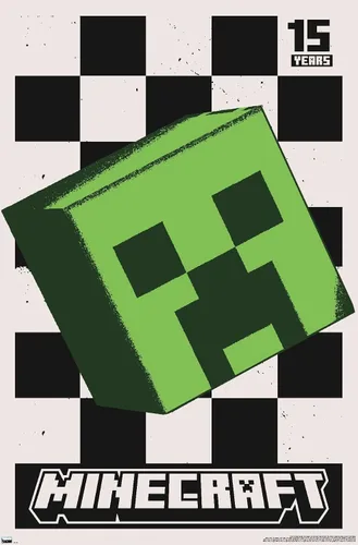 Vista 11 de Trends International Minecraft: 15th Anniversary - Póster de pared Posterized Creeper, 22.4 pulgadas de largo x 14.7 W, versión enmarcada de madera