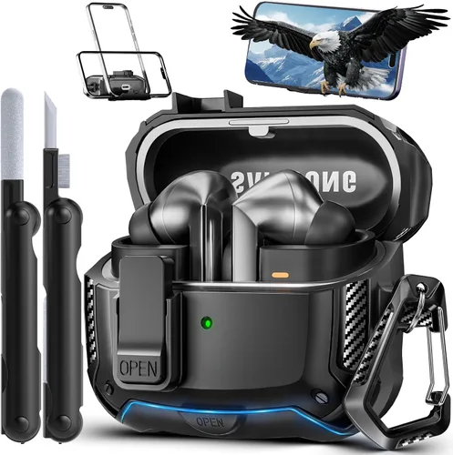 Vista 9 de Lock Fit Diseñado para Samsung Galaxy Buds3 FE (2025) / Buds3 Pro (2024) / Funda Buds 3 (2024), con kit de limpieza Cuerpo completo Resistente a