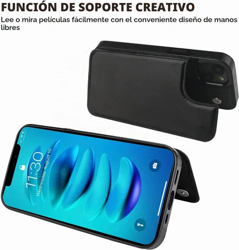 Vista 5 de ONETOP - Funda tipo cartera compatible con iPhone 14 Plus con soporte para tarjetas, funda de piel sintética con soporte y ranuras para tarjetas