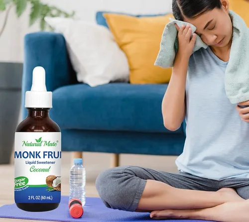 Vista 3 de Edulcorante líquido saborizado de fruta de monje optimizado con eritritol 2oz - Sabor a coco 1 paquete