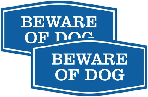 Vista 15 de All Quality Fancy Beware of Dog Letrero Material duradero Señales de seguridad para el hogar Fácil de instalar (negro/oro), mediano, 1 paquete