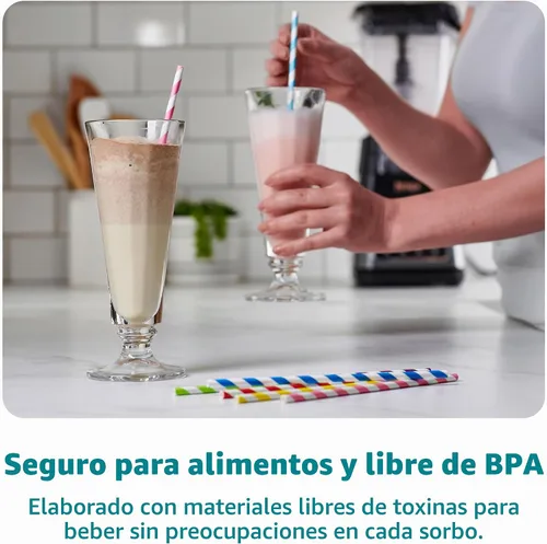 Vista 6 de GUSTO Paquete de 200 popotes de papel a rayas, resistentes y no se empañan, 100% biodegradables, tinta apta para alimentos y varias capas para un