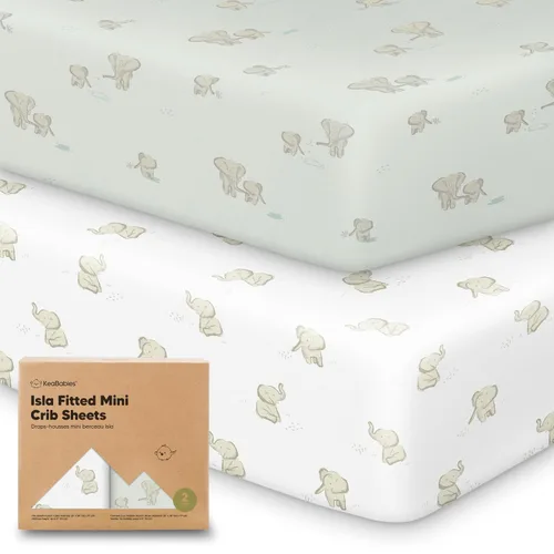 Vista 26 de Sábanas ajustadas para Pack and Play - Paquete de 2 sábanas mini para cuna para Pack N Play, colchón 38x26, ropa de cama suave y acogedora