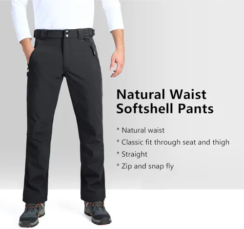 Vista 5 de Outdoor Ventures Lite - Pantalones deportivos impermeables y resistentes al viento para hombre, con forro polar, para senderismo, esquí, nieve