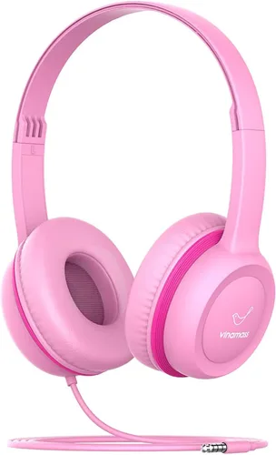 Vista 11 de vinamass Auriculares para niños, auriculares con cable para niños con limitador de volumen seguro, auriculares para niños con cable de 0.138 in