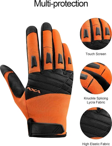 Vista 2 de VXW Guantes de bicicleta de montaña para hombre, guantes de ciclismo para nudillos, pantalla táctil transpirable para MTB Motocross Racing Dirtbike