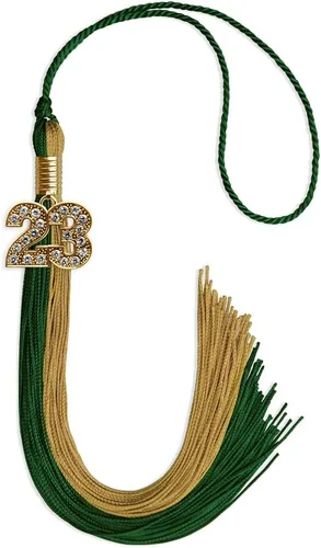 Vista 179 de Endea Graduation Borla de doble color con dije dorado (negro/oro brillante, 2022)